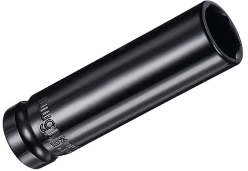 Unifizz 1/2 Inch Drive - 16mm Deep Impact Socket with 6 Point Design, Heat-Treated Cr-V Steel 78mm Length, Metric Sizes