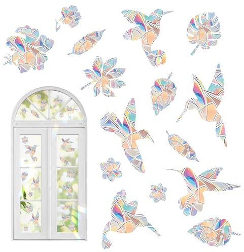 LURNODY 30 Pièces Autocollants de Fenêtre à prisme, Autocollant Anti-Collision pour Oiseaux Décoration, Anti Collision Arc-En-Ciel Fenêtre pour la Protection des Fenêtres Contre Les Chocs