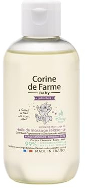 Corine de Farme, Huile de Massage Relaxante 100ml à l'Extrait de Tilleul pour Bébé - Formule Hypoallergénique, 95% d'Ingrédients Naturels, Parfum Apaisant, Tout Type de Peau