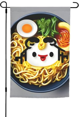 Drapeau de jardin imprimé coquetier nouilles ramen (30,5 x 45,7 cm) double face pour terrasse, pelouse, extérieur et décoration d'intérieur