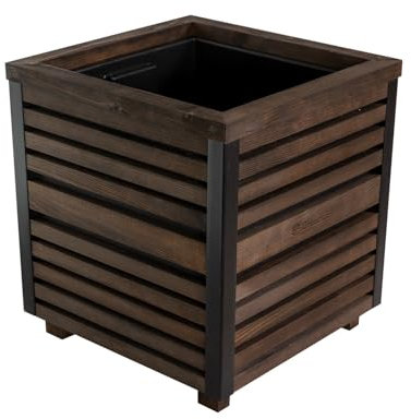 Greenspot - Blumenkasten Holz - Blumenkübel Outdoor - 40x40cm LxBxH, aus Echtholz, Imprägniert - Pflanzkübel Rechteckig Groß Außen - Pflanzkasten für Terrasse, Balkon - Palisanderbraun Dunkel