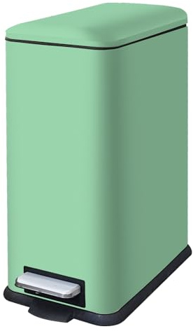 JM ·YIPENG Mülleimer Küche, Schmaler Abfalleimer mit Deckel, Grün Mülleimer | 30 Liter, Edelstahl Küchenmülleime mit Inneneimer, Küchenmülleimer mit Softclose-Deckel, Treteimer für Küche,Bad und Büro
