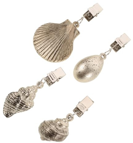 Dekorative Tischdeckenklammern in Muschelform aus Zinklegierung 4 Stück | Beschwerer für Tischdecken, Tischdeckenclips für Außenbereich, Wiederverwendbares für Partytische
