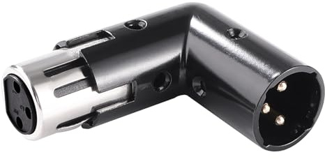 KUOQIY Adattatore XLR a 90 Grad 3 Pin, Adattatore XLR da Maschio a Femmina Regolabile a Angolo Retto, con Cacciavite, per Microfoni e Mixer di Apparecchiature Audio, Nichelato