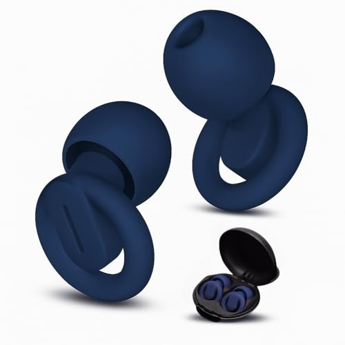 Bouchon d’Oreille pour Dormir en Silicone Réutilisable et hypoallergénique – Réduction de Bruit Jusqu’à -33dB – Idéal Sommeil, Moto, Concert, Avion, Étude, Travail_ BLEUE NUIT