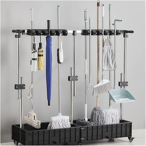 Soporte para trapeador y Escoba, Soporte para trapeador y Escoba, Colgador o Organizador de Herramientas de Acero Inoxidable, escurridor para trapeador húmedo,
