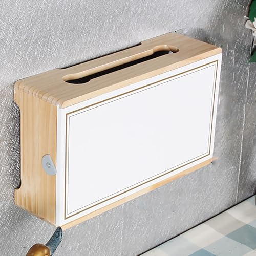 Nordivo Estante Router de Madera de Pared, Caja de Almacenamiento WiFi, Ocultador de Router Multifunción, Cubierta para Router Inalámbrico, Cesta para Ocultar(White/Gold,L34cm/13in)
