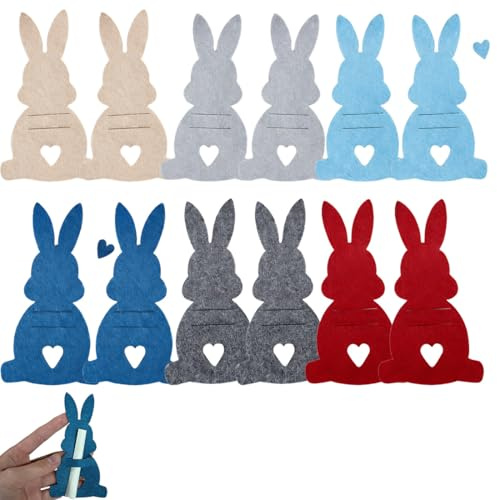 BCHMN Ostern Geldgeschenke Set mit 12 Filzdekorationen Geldgeschenk Verpackung Filz Osterhasen Ostereier Geschenk Lustige Osterdekoration zum Verschenken für Geld