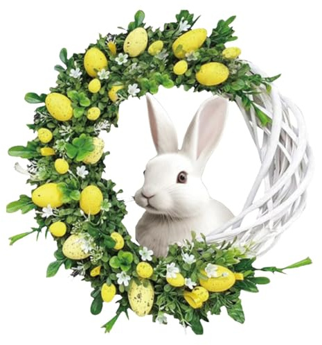 Osterkranz mit Eiern Osterdeko zum Aufhängen Ostereier Deko Kranz Osterdeko Outdoor Türkranz Frühling Deko Haustür Wandkranz Frühlingskranz Osterdekoration für Frühlingsdeko