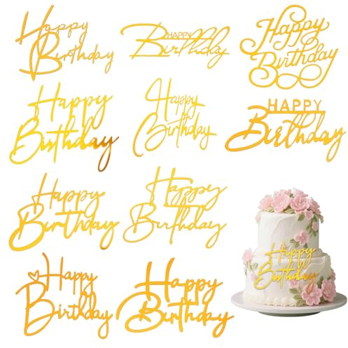 10 PCS Cake Topper, Cupcake Toppers Acrylic for DIY Cakes Decorations | DIY Birthdays, Party Supplies, Side Mirror