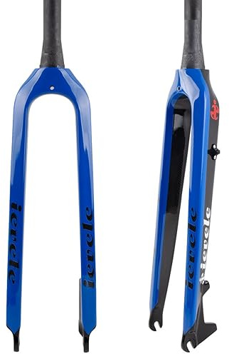 FKXSXAZ Fourche Rigide VTT en Fibre de Carbone 26/27,5/29 Pouces, Freins à Disque, axe Conique 1-1/2, axe Avant QR 9 mm (Couleur : Bleu, Taille 27,5 Pouces)