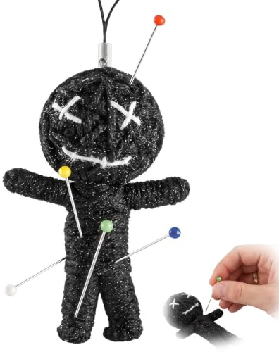 FIQLUL Bambola Voodoo con Spilli - Regalo Divertente per Collega Donna e Uomo, Gadget Antistress da Ufficio, Idea Regalo Originale per Compleanno e Halloween, Pupazzo Anti-Stress