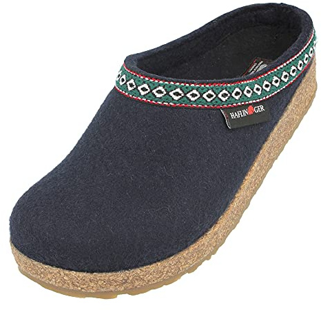 HAFLINGER Grizzly Franzl Filzpantoffel Hausschuh Filzclog Mittelblau, Gr. 38