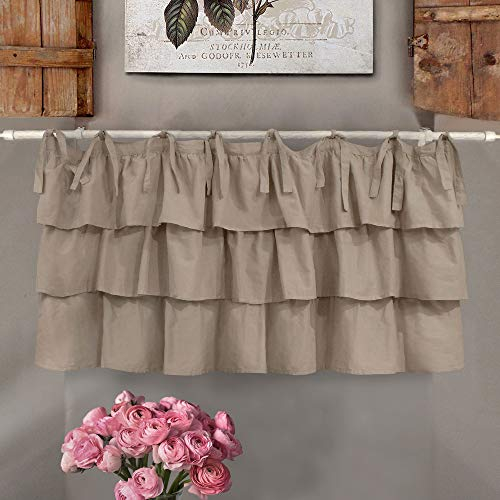 AT17 Mantovana Shabby Chic con Balze Etoile Basic Collection 140 x 60 cm Colore Tortora