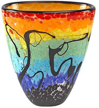 Badash Allura Glasvase im Murano-Stil, 17,8 cm hoch, dekorativ, mundgeblasene ovale Glasvase, atemberaubende handgefertigte Heimdekoration-Akzent