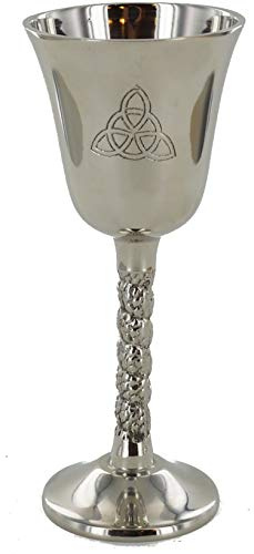 Goblet de plata con símbolo mágico Triquetra para regalo de neopaganismo Wicca & decoración ritual
