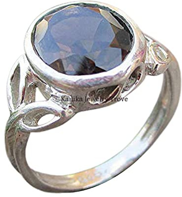 Natürlicher Rauchquarz Edelstein 925 Sterling Silber Lünette Antik Eleganter Ring Handgemachter Schmuck Geburtstag Jahrestag Muttertagsgeschenk (Rauchquarz, Größe 7)
