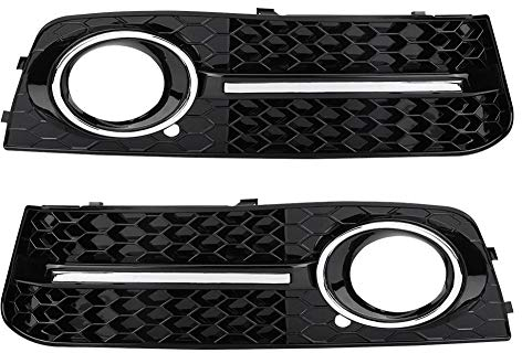 Qiilu Copertura per fendinebbia per Auto, griglia cromata Lucida Stile per per B8 09-11