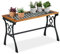 Relaxdays Mesa Terraza Rectangular, Jardín y Balcón, Vintage, Madera, Hierro Fundido, 58x98x47cm, Marrón Natural y Negro