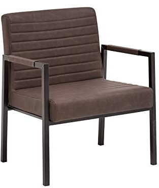 Woodkings XXL Esszimmer Stuhl Wellington mit Armlehne Kunstleder, Schwerlaststuhl belastbar bis 250kg modern, Designstuhl, Metallgestell schwarz (Braun)