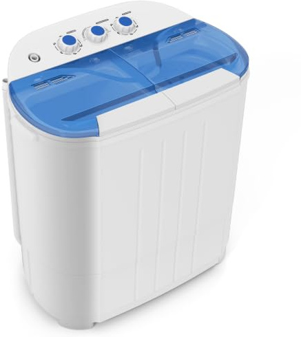 Auertech - Lavadora portátil, pequeña lavadora de 14 libras, lavadora compacta con control de tiempo de drenaje por gravedad incorporado, lavadora semiautomática de 9 libras, 5 libras, giratoria para