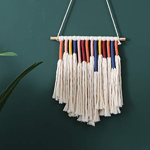 MOCOFO Farbige Baumwollseil-Ornamente, handgewebtes Baumwollseil, nordischer minimalistischer Stil, wilde Innendekoration, Wandteppich (Follow Dream), 28 x 40 cm
