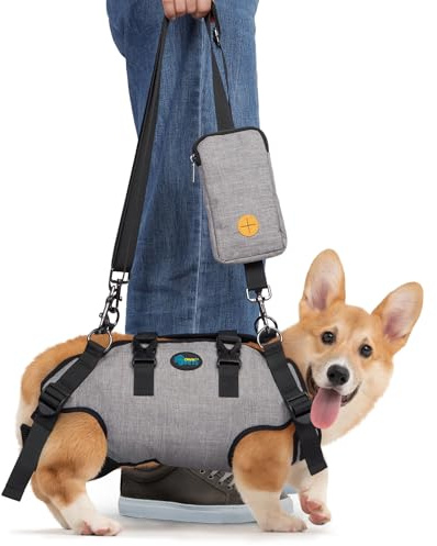 Ownpets Arnés de Elevación para Perros Mediano, Arnés de Cuerpo Entero Perro, Arnes Ayuda Perro, Arnes de Transporte para Perros, Suave, Impermeable, Ajustable, Reflectante, Transpirable, Gris, M
