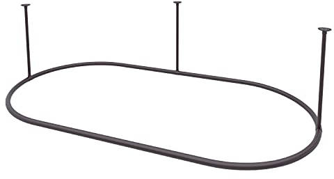 Naiture Duschvorhangstange aus Edelstahl/Aluminium, oval, mit Deckenstütze für Krallenfußwanne, 152,4 cm L x 76,2 cm B, ölgeriebene Bronze)