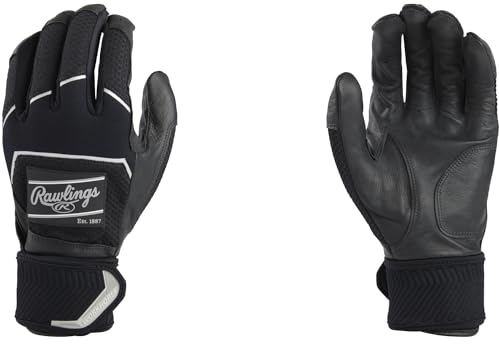 Rawlings Adult Workhorse Baseball Batting Glove w/Compression Strap, X-Large, Black