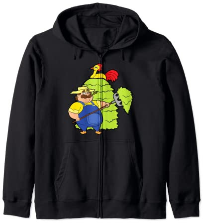 Pitchfork Hayfork Chicken Agriculture Farmer Farm Farming Zip Hoodie