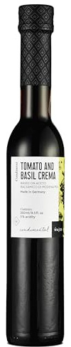 WAJOS Tomatbasilika Crema 250 ml – vinägerberedning 3 % syra | perfekt som salladsdressing och salladssås | tomatvinäger med basilika