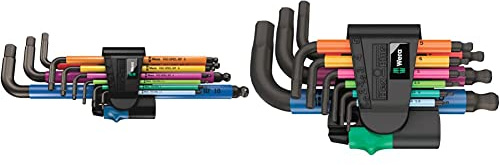 Wera 05133164001 950/9 Hex-Plus Multicolour 2 Winkelschlüsselsatz, metrisch, BlackLaser, 9-teilig & 05022210001 950/9 Hex-Plus Multicolour HF 1 Multicolour Winkelschlüsselsatz