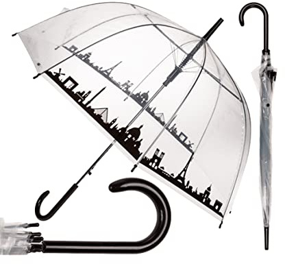 itsisa Regenschirm, transparent - Kuppel-Regenschirm mit Automatiköffnung, Schirm