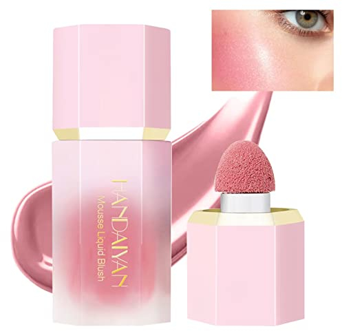 Fard in crema liquida con applicatore a spugnetta Fard opaco e vellutato per un bagliore naturale, Rouge Cream idratante per guance color pesca (Love cake)