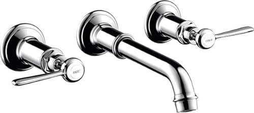 hansgrohe AXOR MONTREUX 3-Loch Waschtischarmatur Unterputz, Wandmontage, Hebelgriffe, Farbe: Polished Red Gold