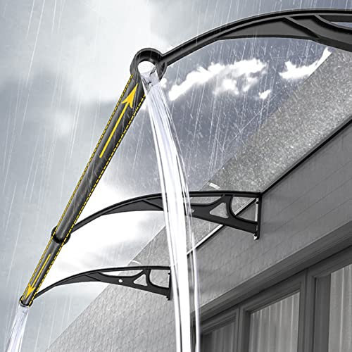 Türvordach Vordach Haustürvordach Pultvordach aus 2.5mm Dicke Transparentes Polycarbonat und Aluminium,Dach vor Regen und UV-Schutz,Pultbogenvordach,Haustürdach Überdachung (60x260cm/24 x102)