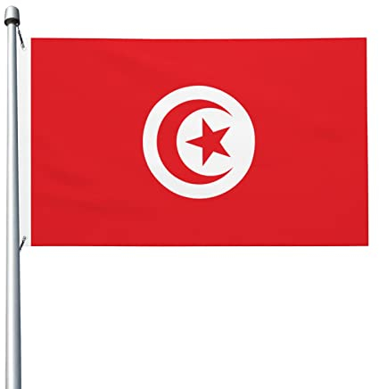 Drapeau de la Tunisie 3x5ft Drapeau Polyester - Drapeaux décoratifs extérieurs durables