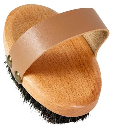 Intirilife Körperbürste mit Naturborsten - 11.5 x 6.5 x 3.7 cm - Massage Peeling Bürste mit Pferdehaar Badebürste zur Hautreinigung