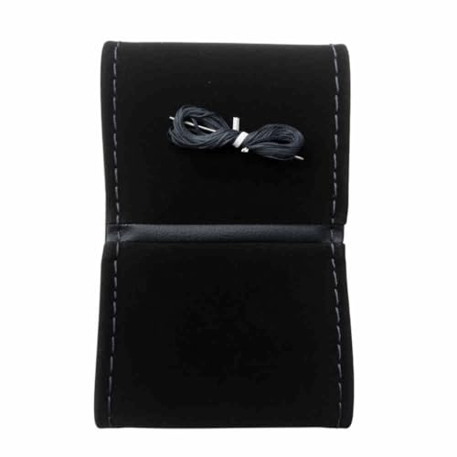 AUTOKLEIDUNG Lenkradbezug mit Ring zum Schnüren Alcantara für Lenkrad Durchmesser 37-38 cm (Grau)
