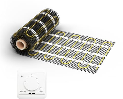 WARMON elektrische Fußbodenheizung für Fliesen: Zweiader-Heizmatte WARMON CLASSIC 150 W/m², heating mat, mit Thermostat nach Wahl, FARBE:Th. AC3082H - Weiß, Mattengröße:2 m²