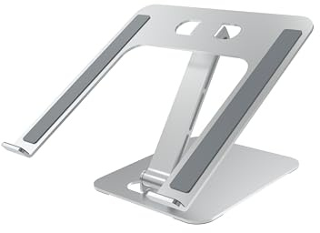 groov e Laptop & Tablet Stand - Foldable Computer Stand for Desks with Height and Angle Adjustment - Non-Slip Pads, Ergonomic Position - For Laptops, Tablets and Devices Sized 10-17 - Silver
