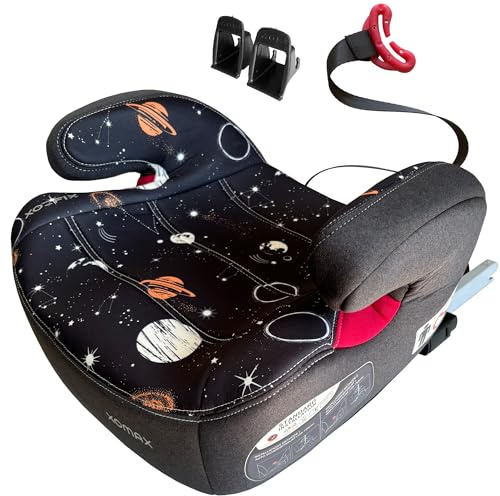 XOMAX XL-313 Kindersitz mit ISOFIX und Gurtfuhrung I mitwachsend 15-36 kg, ca. 6-12 Jahre, Korpergroße von 125–150 cm, Gruppe 2/3 I Bezug abnehmbar und waschbar I ECE R129, (Weltall)