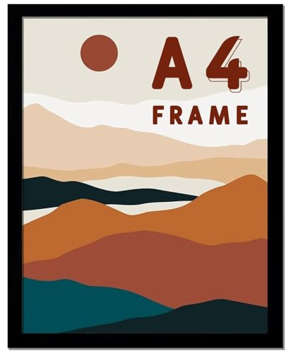 A4-Rahmen – 20 x 28,5 cm, Holzrahmen, A4-Bilderrahmen mit Passepartout, schwarzer Bilderrahmen für A4-Druck, A4-Bilderrahmen für Wandmontage, Tischplatte