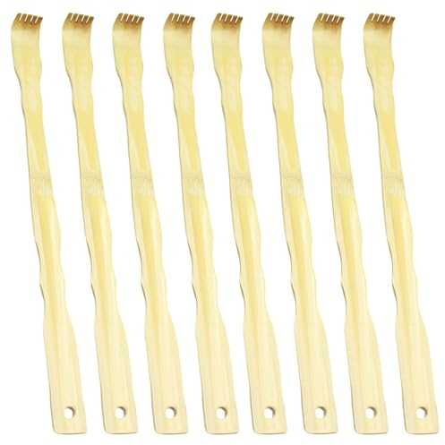 LEKEFETO 8 Stück Rückenkratzer aus Holz | Natürlicher Bambus-Backscratcher, Ergonomische Kratzhand für Sofortige Linderung & Körperentspannung (41cm)