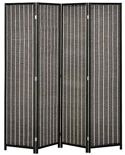HOMCOM Paravent 4-teilig 180 x 180 cm Raumteiler Trennwand aus Bambus, Faltbar Sichtschutz Raumtrenner Stellwand für Wohnzimmer Braun