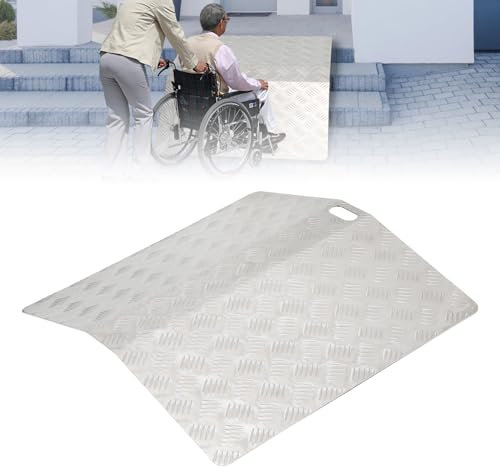 Eikuavons Rampe de seuil de porte, en aluminium, antidérapante, pour fauteuil roulant, pour fauteuil roulant, capacité de charge 270 kg, 100 x 70 x 10 cm