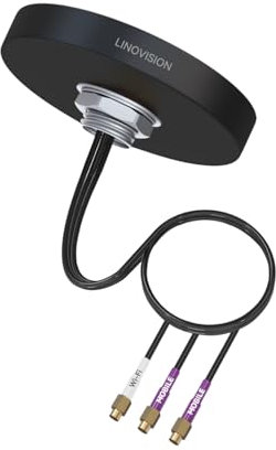 LINOVISION Antenna Combo 3-in-1 4G LTE MIMO e Wi-Fi, 2X 4G LTE e 1x Wi-Fi Dual Band, Antenna SMA da tetto per esterni per IOT-R32, Inhand IR302, Teltonika RUT241/RUT240