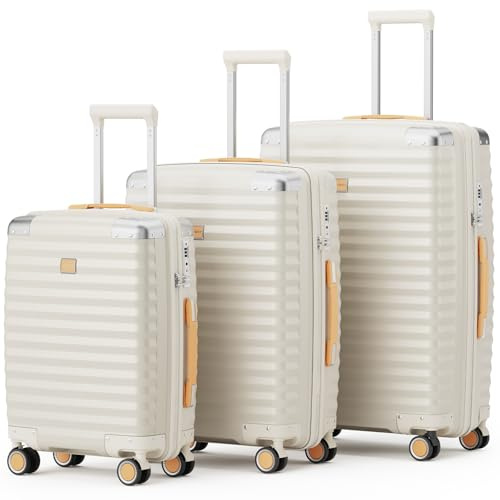 Joyway Set de Valises 3 Pièces, Ensemble Bagages Rigide en PP, Ultra-Légère et Résistante, avec 4 Roues Doubles Pivottantes Serrure TSA Idéal pour Voyages en Famille et Les Longs Trajets