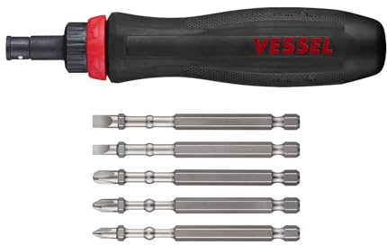 (US Model) VESSEL Interchangeable Ratchet Screwdriver 5PC. Bit Set