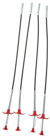 Cabilock Herramienta Desatascadora de Desagües de Acero, Gancho Flexible para Tuberías, 4 Piezas, Adecuado para Cocina y Baño